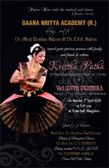 Briefing media, Gaana Nritya Academy Guru Vidyasri Radhakrishna said that Kristha Patha is an unique Bharathanatyam repertoire based on the Biblical themes of faith